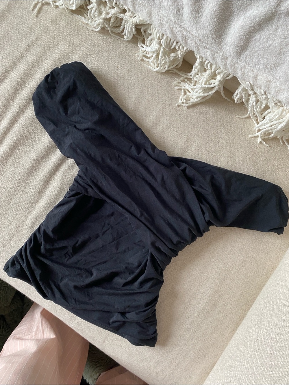 Abercrombie Black Off-Shoulder Ruched Top